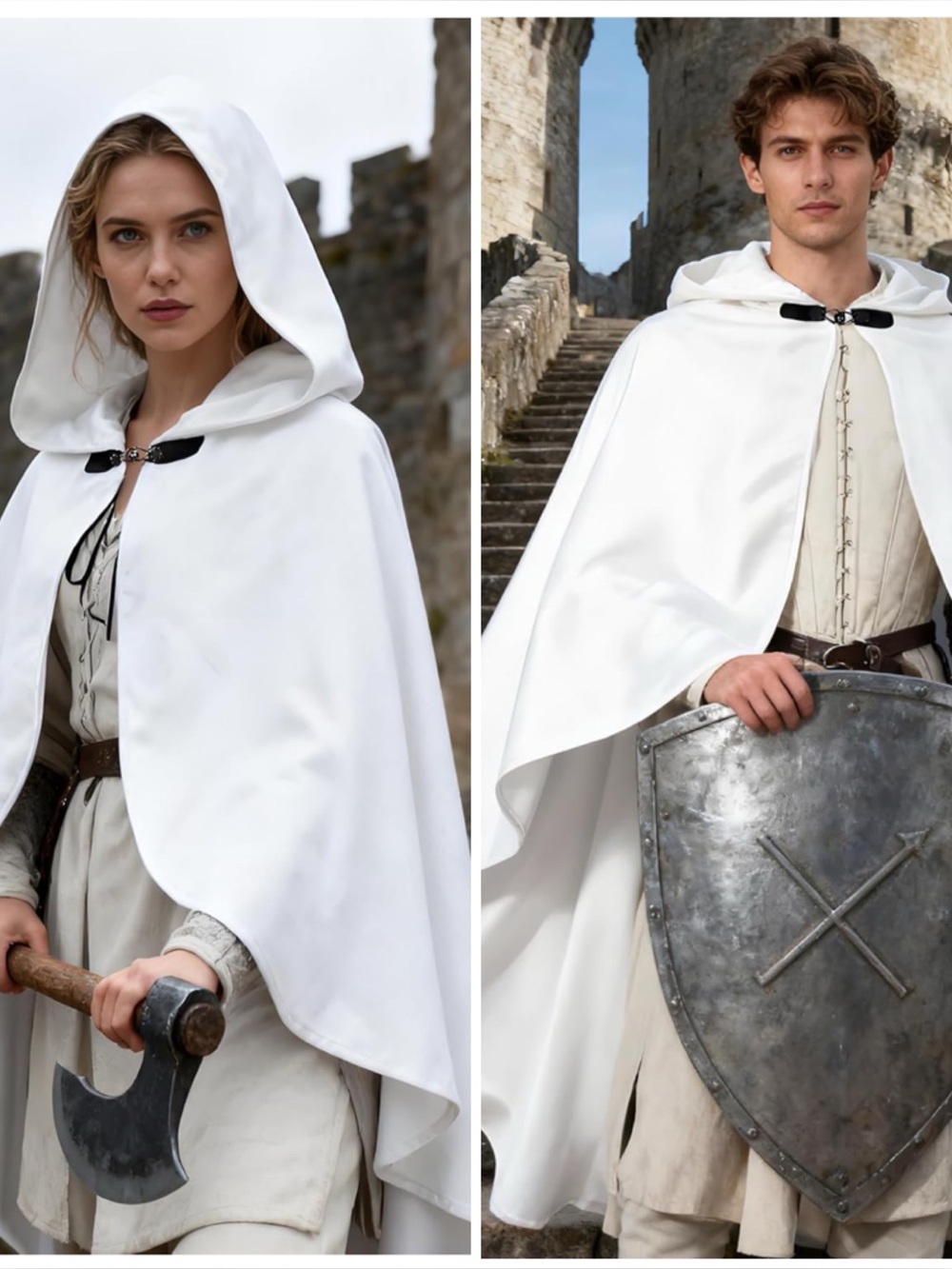 Goth, renaissance, cosplay cloak, new white, one size